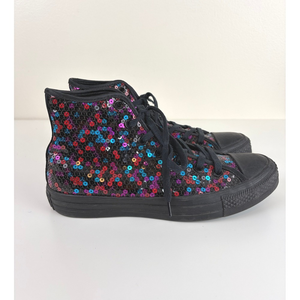 Converse Chuck Taylor All Star Sequin High Tops Women's 8 Black Multicolor